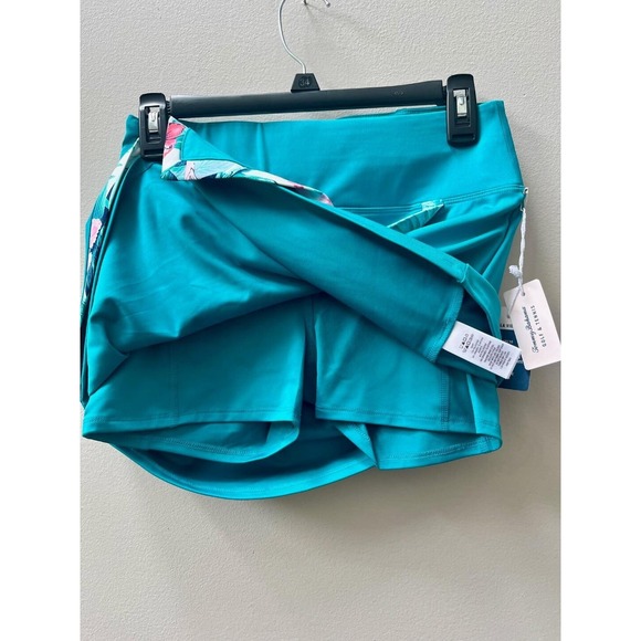 Tommy Bahama Athletic Skort Golf Tennis XS Teal with Floral Trim New NWT UPF 50 - Picture 4 of 9